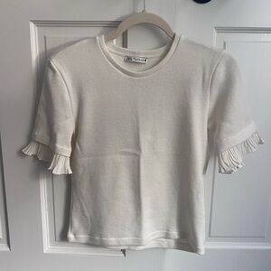 Zara Ecru Pleated Ruffle Knit Co-Ord Set